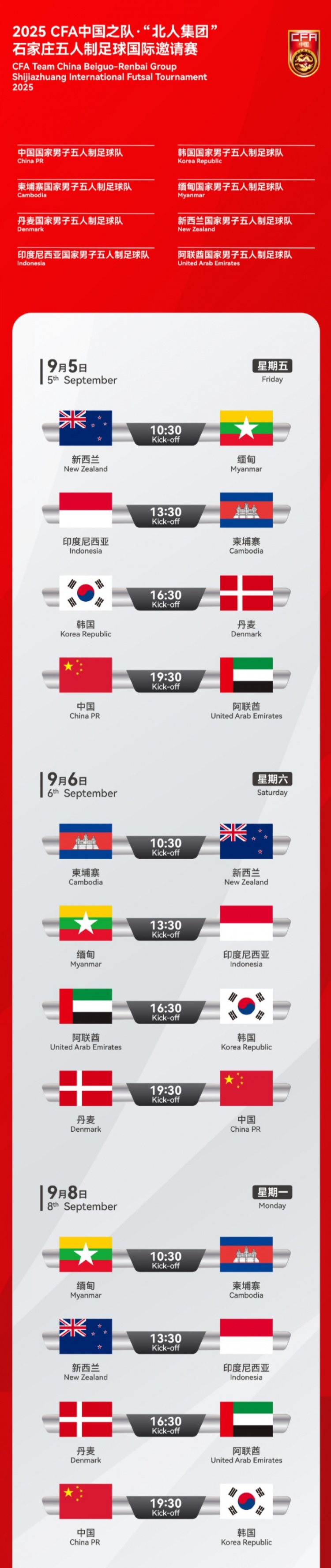 百家乐官方网站-中国五人制男足9月在石家庄进行邀请赛，对阵阿联酋、丹麦、韩国